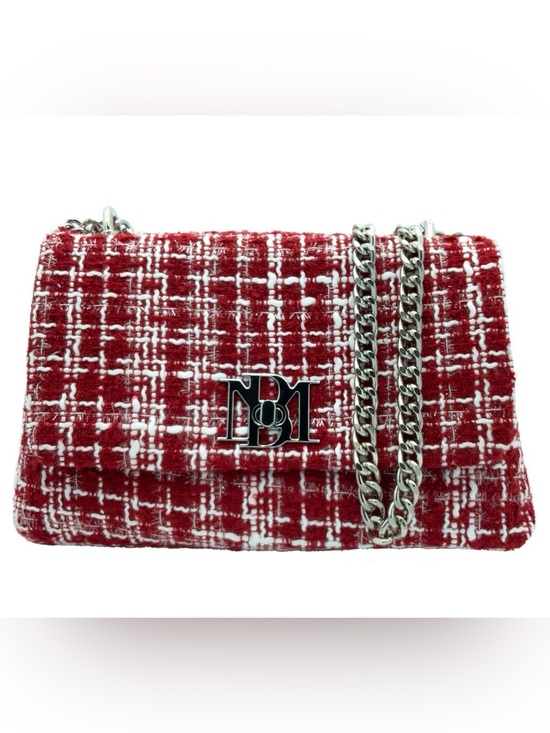 Badgley Mischka Handbags - Badgley Mischka Red and White Tweed Chain Shoulder Bag NWT Retail $129